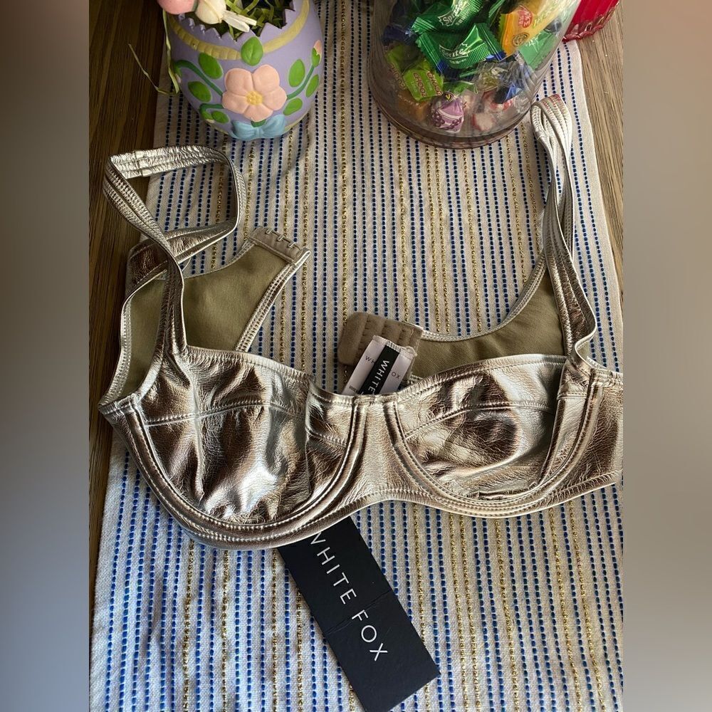 WHITE FOX | Silver Bra Bustier  Metálic  Sz XS NWT